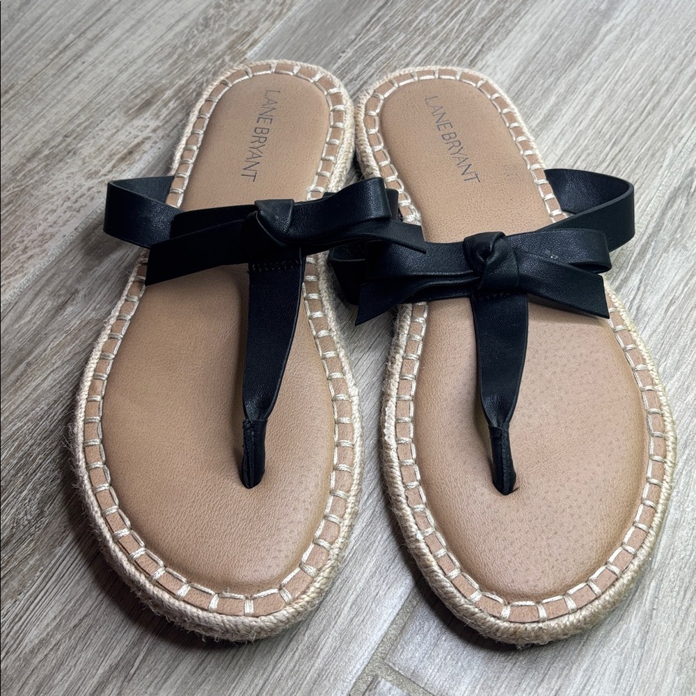 Lane Bryant Black and Tan Espadrille Sandals size 7 1/2W